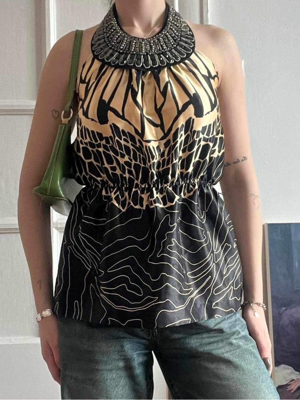 Size 6 Nueva Patterned Halter Top